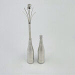 Champagne Bottle Swizzle Stick With Retractable Stirrer Finished In 925 English Hallmarked Sterling Silver