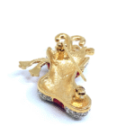 Christmas Stocking Pin Brooch With Enamel And Sparkling Czech Crystals | Gold Plated