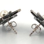 Star Earrings With Cubic Zirconia And Pearl Detail Finished In 925 English Hallmarked Sterling Silver