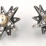 Star Earrings With Cubic Zirconia And Pearl Detail Finished In 925 English Hallmarked Sterling Silver