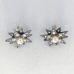 Star Earrings With Cubic Zirconia And Pearl Detail Finished In 925 English Hallmarked Sterling Silver
