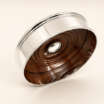 12cm Classic Plain Coaster 925 Sterling Silver English Hallmarks With Mahogany Base Ari D Norman