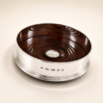 12cm Classic Plain Coaster 925 Sterling Silver English Hallmarks With Mahogany Base Ari D Norman