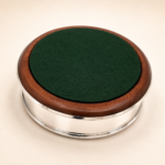 12cm Classic Plain Coaster 925 Sterling Silver English Hallmarks With Mahogany Base Ari D Norman
