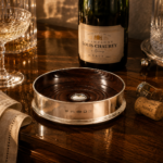 12cm Classic Plain Coaster 925 Sterling Silver English Hallmarks With Mahogany Base Ari D Norman