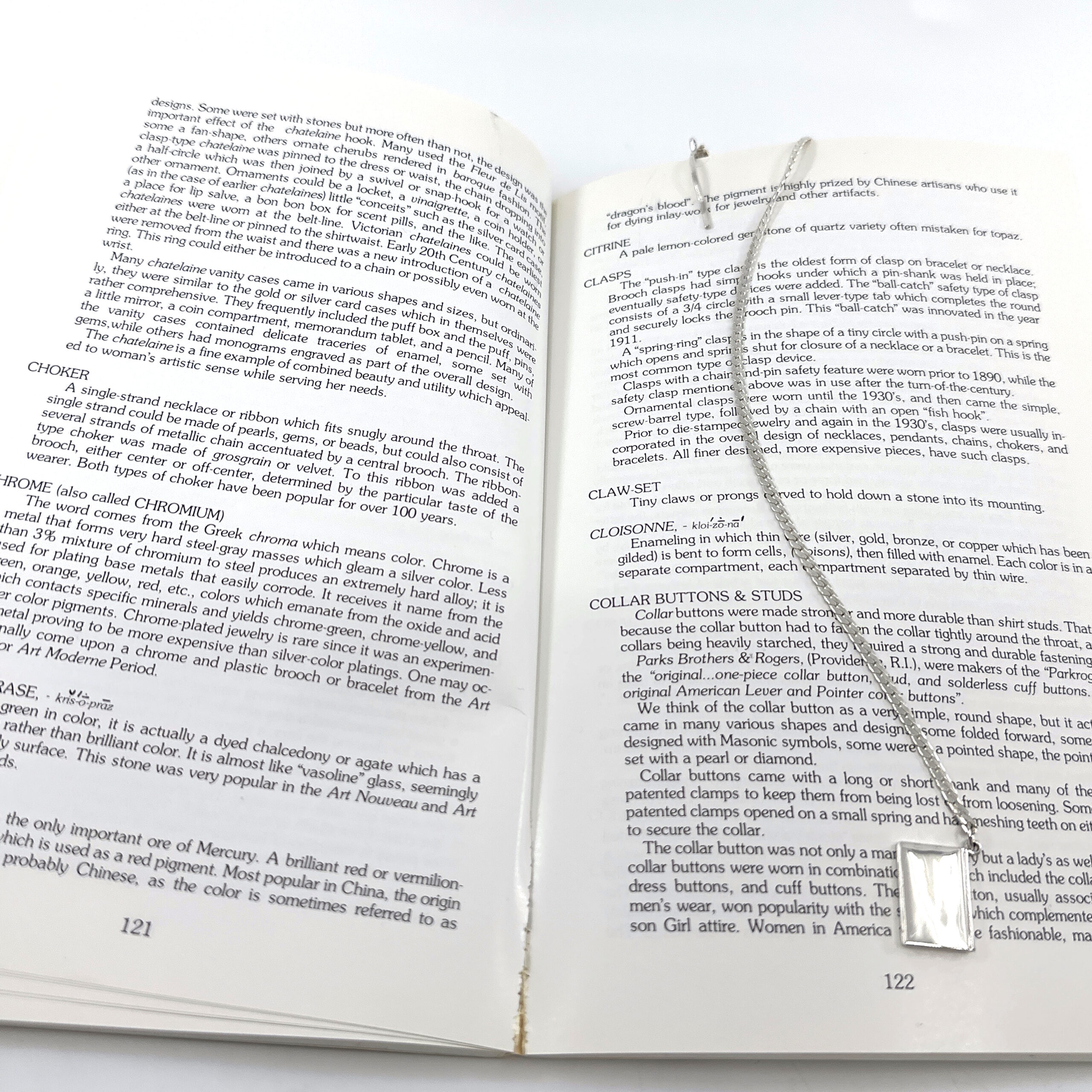 GT85 (1) Book Charm On Chain Bookmark Finished In 925 English Hallmarked Sterling Silver