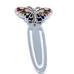 Butterfly Bookmark Rhodium Plated Metal Alloy With Enamel And Sparkling Czech Crystals