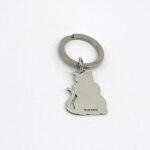 Cat Collar Tag Keyring With Engravable Animal Form Finished In 925 English Hallmarked Sterling Silver