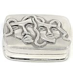 Comedy and Tragedy Pill Box, finished in 925 English Hallmarked Sterling Silver 1 Comedy and Tragedy Pill Box, finished in 925 English Hallmarked Sterling Silver