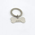 Dog Bone Collar Tag Keyring With Engravable Bone Form Finished In 925 English Hallmarked Sterling Silver
