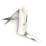 Engine Turned Penknife With Scissors Nail File And Knife Finished In 925 English Hallmarked Sterling Silver
