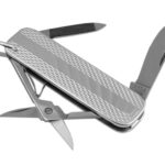 Engine Turned Penknife With Scissors Nail File And Knife Finished In 925 English Hallmarked Sterling Silver