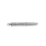Engine Turned Retractable Travel Toothpick Finished In 925 English Hallmarked Sterling Silver