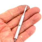 Engine Turned Retractable Travel Toothpick Finished In 925 English Hallmarked Sterling Silver