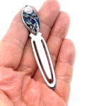 Floral Bookmark Rennie Mackintosh Style Rhodium Plated Metal Alloy With Enamel