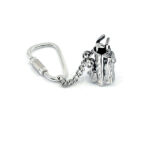 Golf Bag Keyring With Detailed Miniature Form And Twist Link Fastening Finished In 925 English Hallmarked Sterling Silver