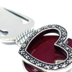 Heart Bookmark With Red Enamel And Marcasite Finished In 925 English Hallmarked Sterling Silver