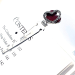 Heart Bookmark With Red Enamel And Marcasite Finished In 925 English Hallmarked Sterling Silver