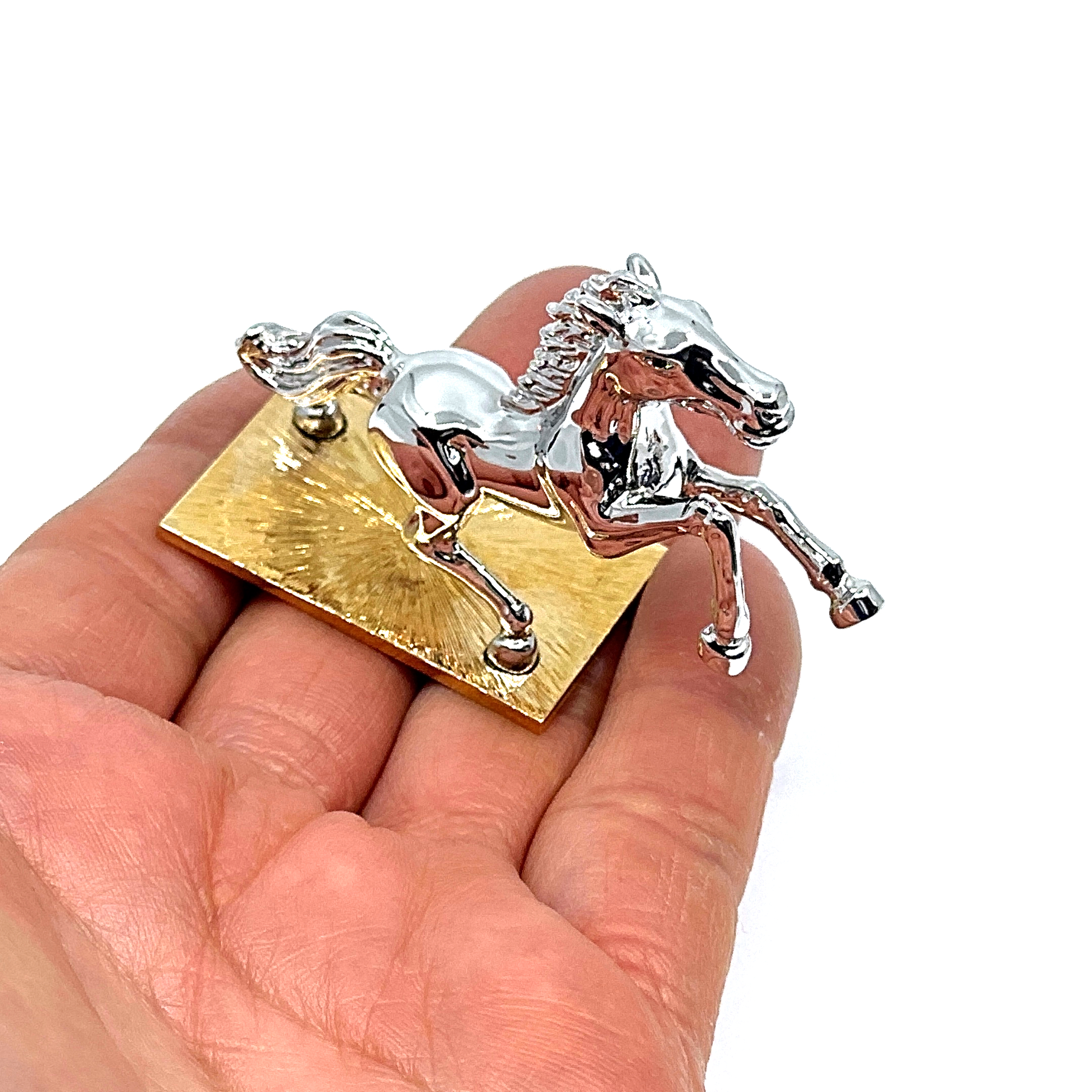 JGT33 (3) Horse Figurine Gold And Rhodium Plated Metal Alloy With Sparkling Czech Crystals