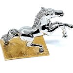 Horse Figurine Gold And Rhodium Plated Metal Alloy With Sparkling Czech Crystals