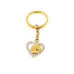Horse Head Heart Key Ring Gold Plated Metal Alloy Set With Czech Crystals