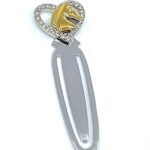 Horse Head In Heart Bookmark Gold And Rhodium Plated Metal Alloy With Sparkling Czech Crystals