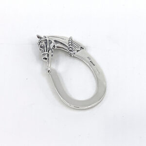 Horse Head Keyring With Reins Clasp Finished In 925 English Hallmarked Sterling Silver