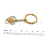 Horse Head Heart Key Ring Gold Plated Metal Alloy Set With Czech Crystals