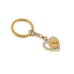 Horse Head Heart Key Ring Gold Plated Metal Alloy Set With Czech Crystals
