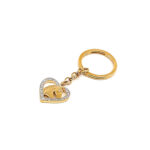 Horse Head Heart Key Ring Gold Plated Metal Alloy Set With Czech Crystals