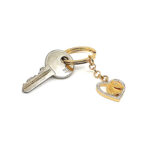 Horse Head Heart Key Ring Gold Plated Metal Alloy Set With Czech Crystals
