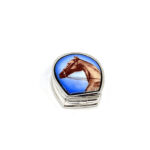 Horse Head Pill Box With Hand Painted Enamel Finished In 925 English Hallmarked Sterling Silver 5 Horse Head Pill Box With Hand Painted Enamel Finished In 925 English Hallmarked Sterling Silver