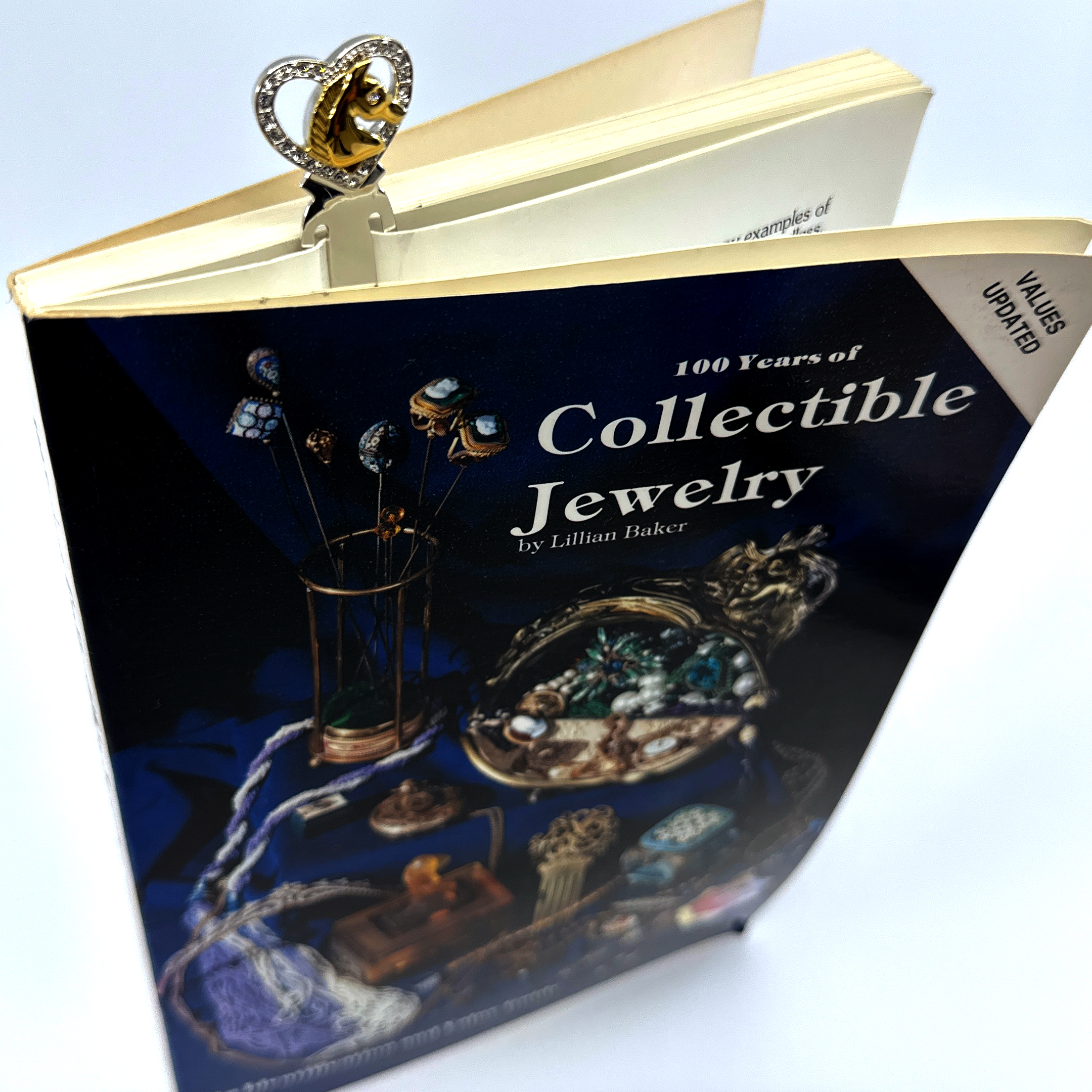 JGT29 (6) Horse Head In Heart Bookmark Gold And Rhodium Plated Metal Alloy With Sparkling Czech Crystals