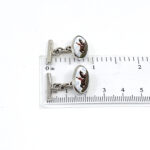 Hunting Horse Chain Link Cufflinks Set With Hand Painted Enamel In 925 English Hallmarked Sterling Silver