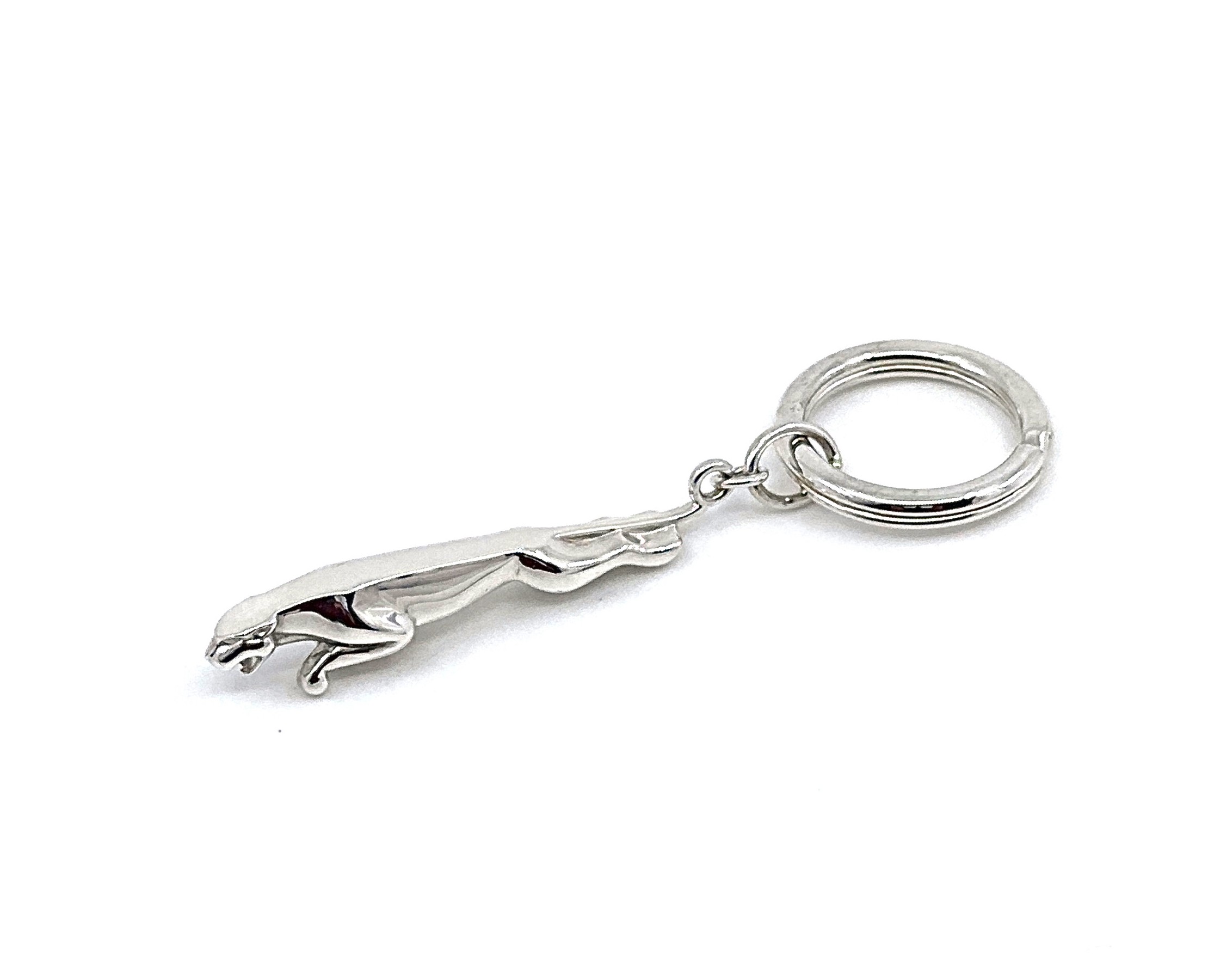 K394 (3) Jaguar Keyring With Sculpted Feline Form Finished In 925 English Hallmarked Sterling Silver