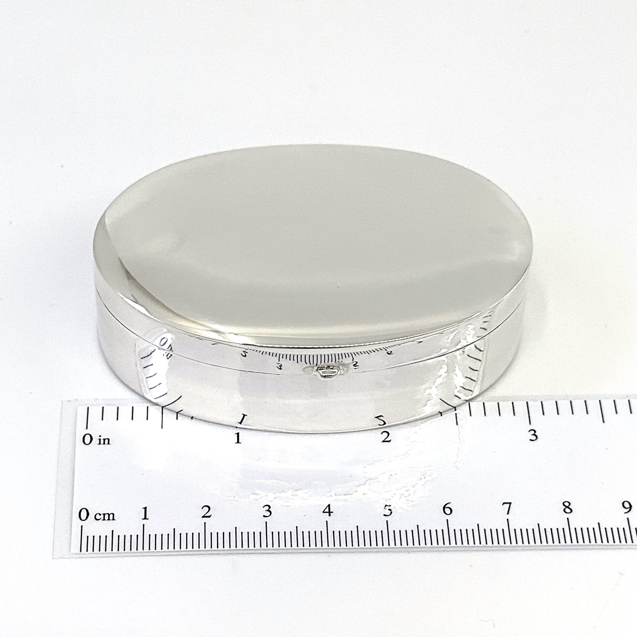 PB466 (3) Large Plain Oval Pill Box, finished in 925 English Hallmarked Sterling Silver