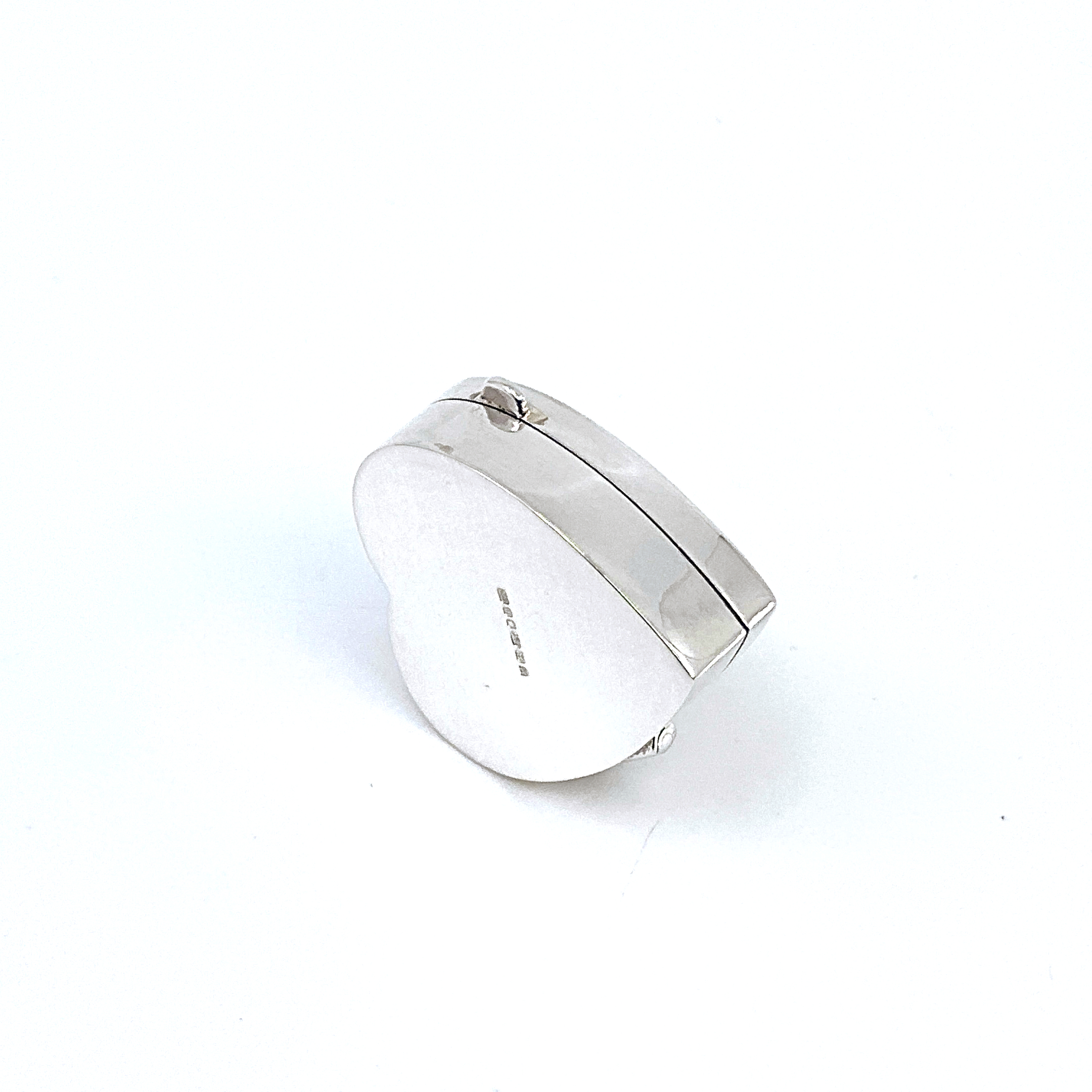 PB441 (2) Medium Engraved Heart Pill Box, finished in 925 English Hallmarked Sterling Silver