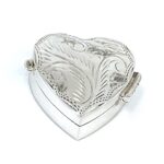 Medium Engraved Heart Pill Box, finished in 925 English Hallmarked Sterling Silver 1 Medium Engraved Heart Pill Box, finished in 925 English Hallmarked Sterling Silver