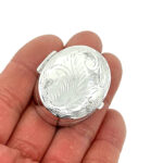 Medium Engraved Oval Pill Box, finished in 925 English Hallmarked Sterling Silver 3 Medium Engraved Oval Pill Box, finished in 925 English Hallmarked Sterling Silver