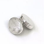 Medium Engraved Oval Pill Box, finished in 925 English Hallmarked Sterling Silver 5 Medium Engraved Oval Pill Box, finished in 925 English Hallmarked Sterling Silver