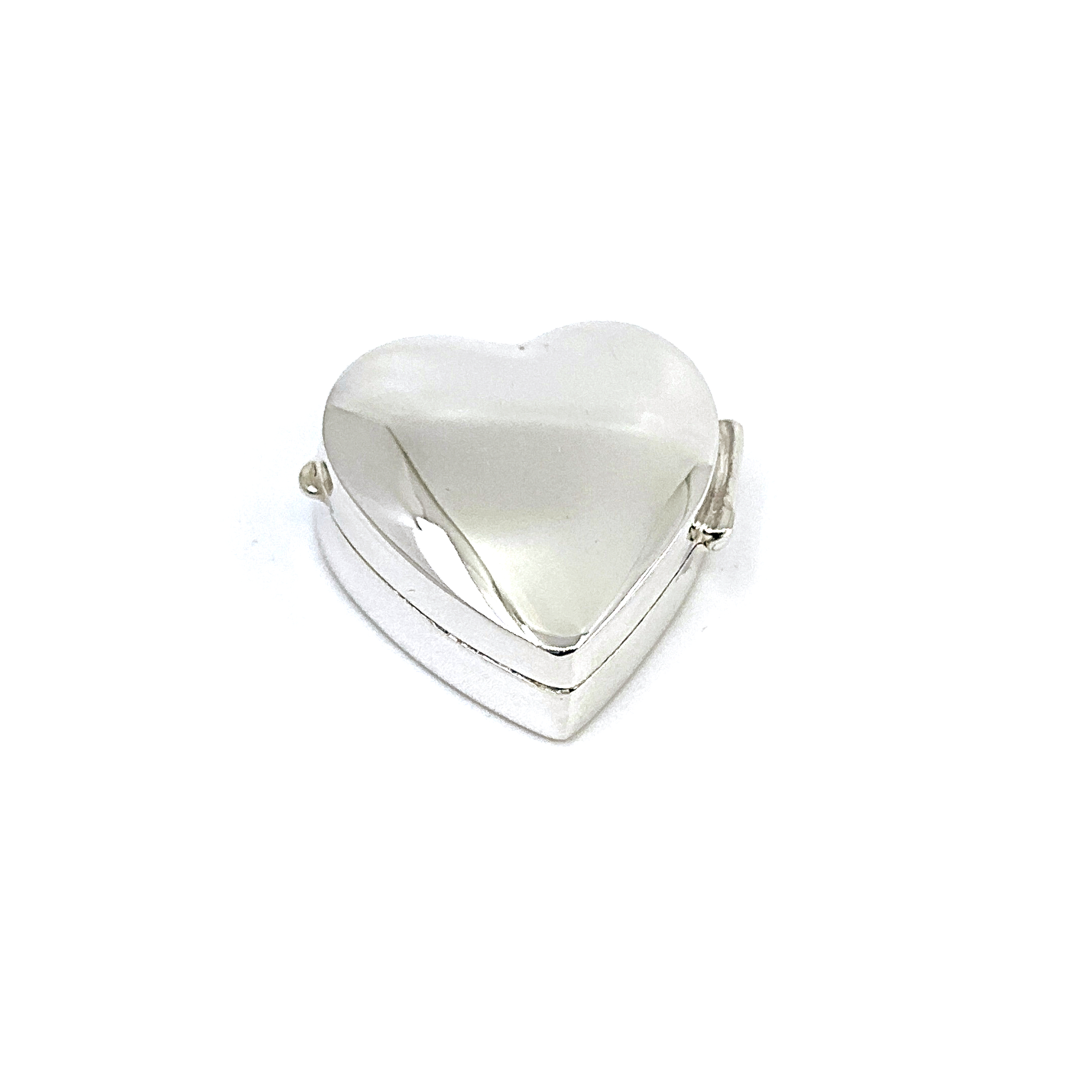 PB442 (2) Medium Plain Heart Pill Box, finished in 925 English Hallmarked Sterling Silver