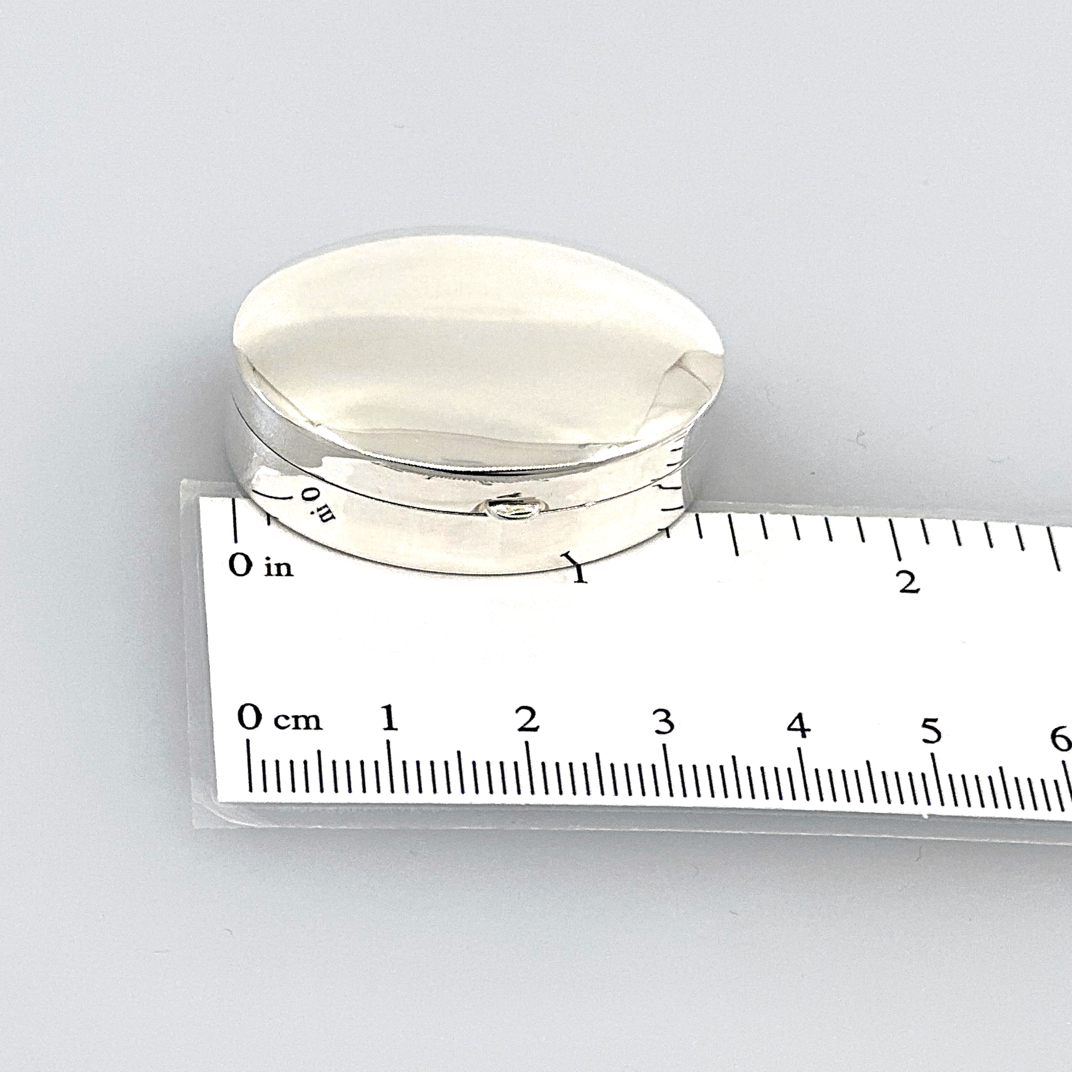 PB403 (2) Medium Plain Oval Pill Box, finished in 925 English Hallmarked Sterling Silver