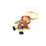 Moving Harlequin Teddy Key Ring Gold Plated Metal Alloy Set With Enamel And Czech Crystals 6 Moving Harlequin Teddy Key Ring Gold Plated Metal Alloy Set With Enamel And Czech Crystals