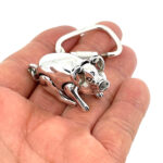 Moving Pig Keyring With Articulated Animal Form Finished In 925 English Hallmarked Sterling Silver 3 Moving Pig Keyring With Articulated Animal Form Finished In 925 English Hallmarked Sterling Silver