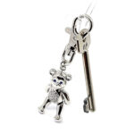 Moving Teddy Key Ring Rhodium Plated Metal Alloy Set With Czech Crystals 7 Moving Teddy Key Ring Rhodium Plated Metal Alloy Set With Czech Crystals
