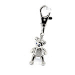 Moving Teddy Key Ring Rhodium Plated Metal Alloy Set With Czech Crystals 9 Moving Teddy Key Ring Rhodium Plated Metal Alloy Set With Czech Crystals