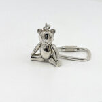 Moving Teddy Keyring With Articulated Bear Form Finished In 925 English Hallmarked Sterling Silver