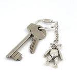 Moving Teddy Keyring With Articulated Bear Form Finished In 925 English Hallmarked Sterling Silver
