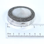 Oval Pill Box With Mother Of Pearl And Marcasite Finished In 925 English Hallmarked Sterling Silver 2 Oval Pill Box With Mother Of Pearl And Marcasite Finished In 925 English Hallmarked Sterling Silver