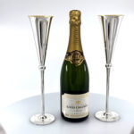 Pair Of Champagne Flutes With Gilded Interior, finished in 925 English Hallmarked Sterling Silver 4 Pair Of Champagne Flutes With Gilded Interior, finished in 925 English Hallmarked Sterling Silver